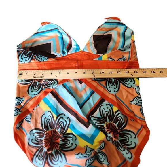 Floral Halter Top - Orange and Blue - Picture 3 of 9